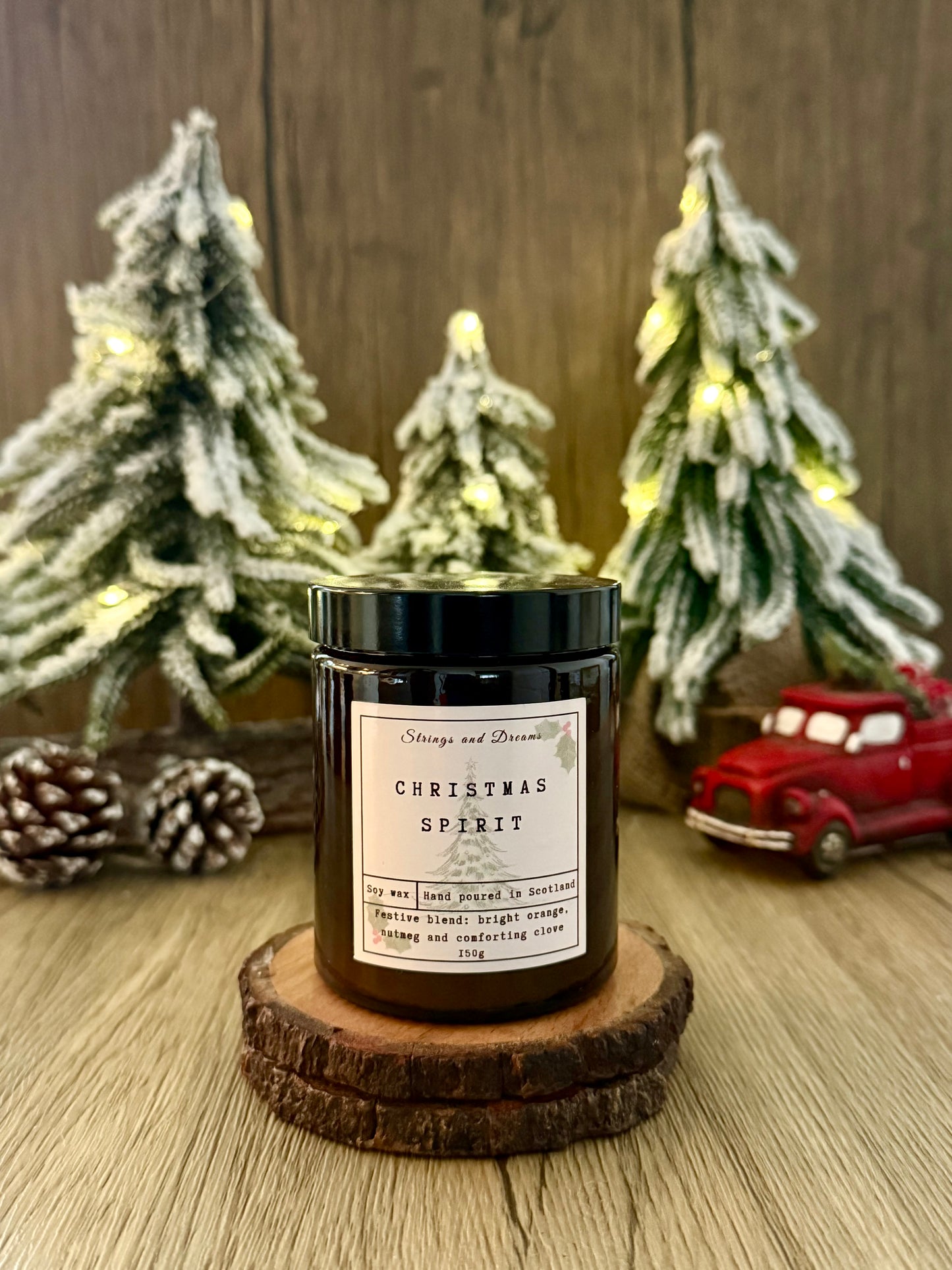 Christmas Spirit candle handmade in Scotland