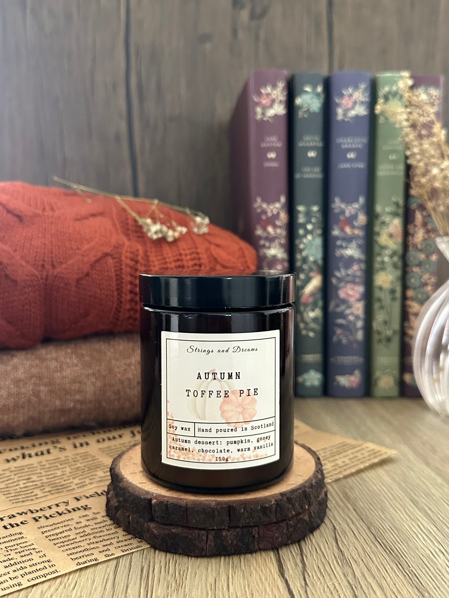 Autumn Toffee Pie digital story scented candle