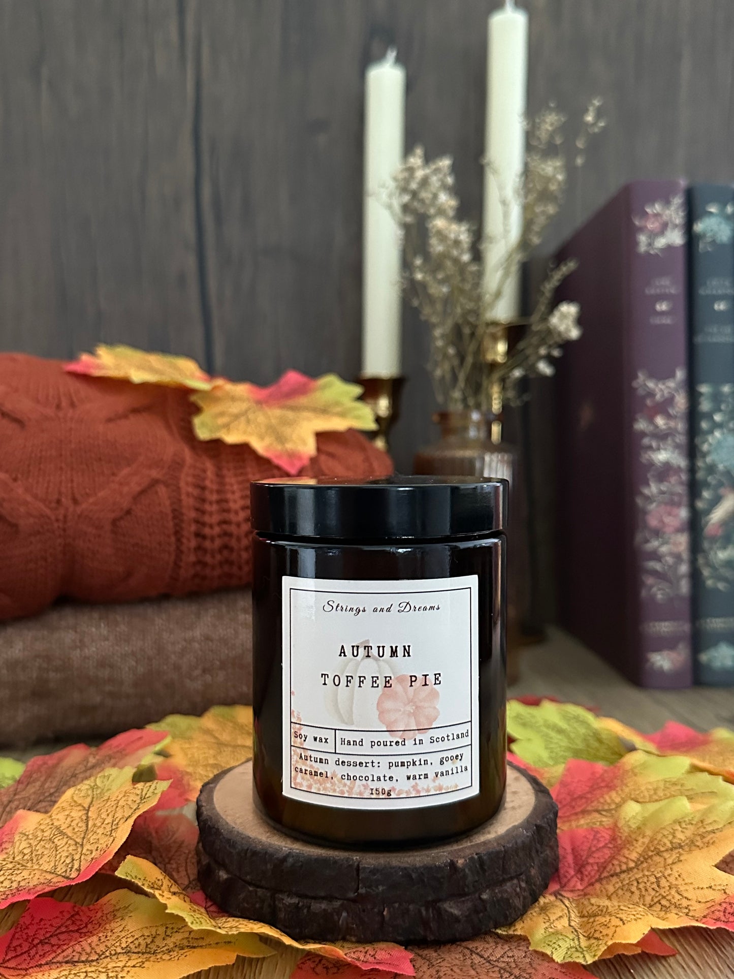 Autumn Toffee Pie digital story scented candle