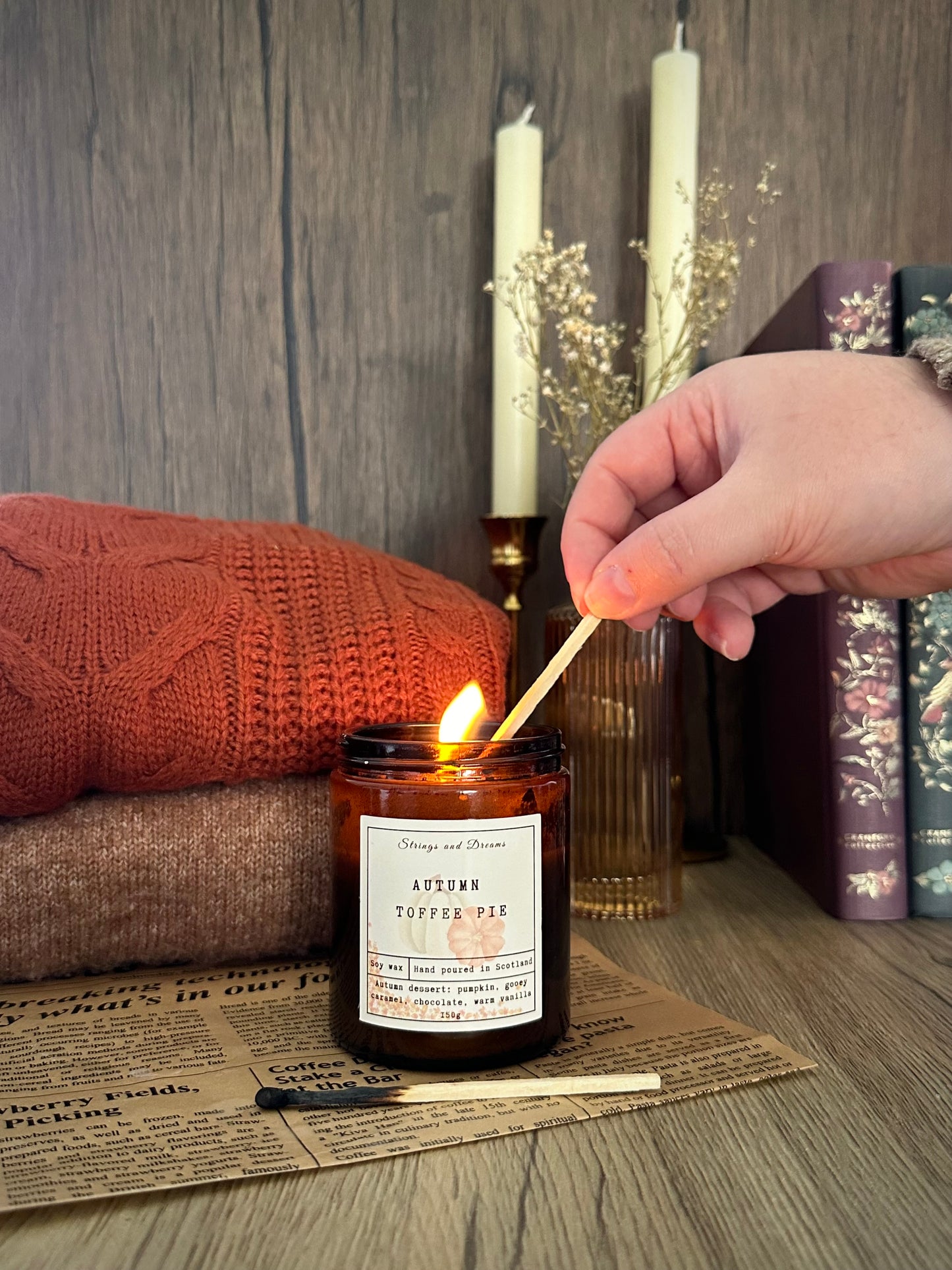 Autumn Toffee Pie digital story scented candle