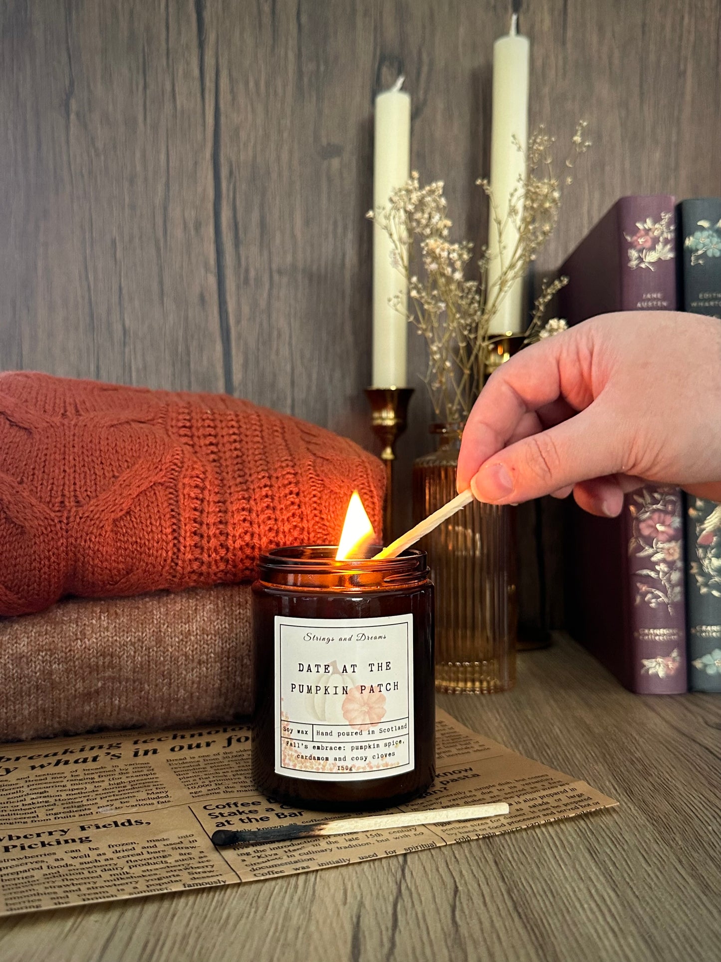 Date at the Pumpkin Patch soy wax candle