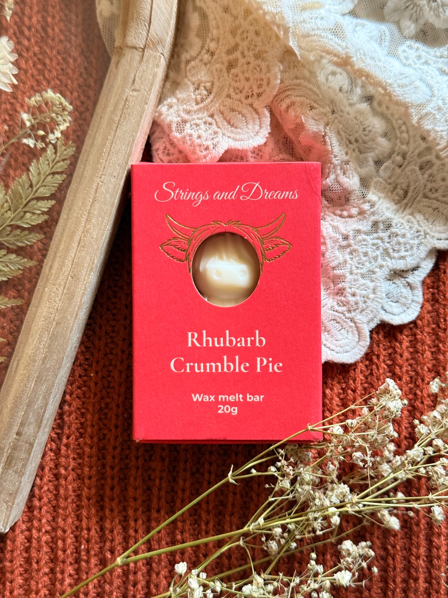 Rhubarb Crumble Pie Highland Cow Wax melt bar