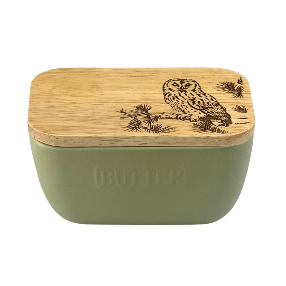 Selbrae House Sage Green Butter dish Owl