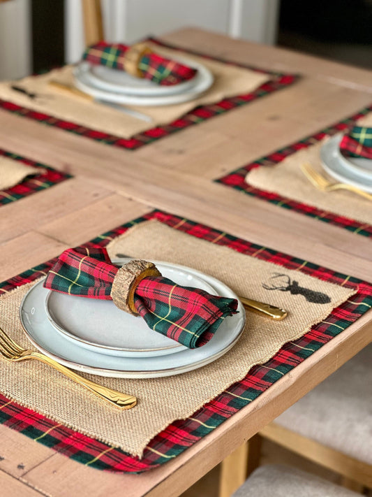 Christmas tartan placemats with stag