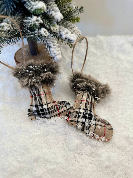 Set of 2 neutral Christmas tree ornaments