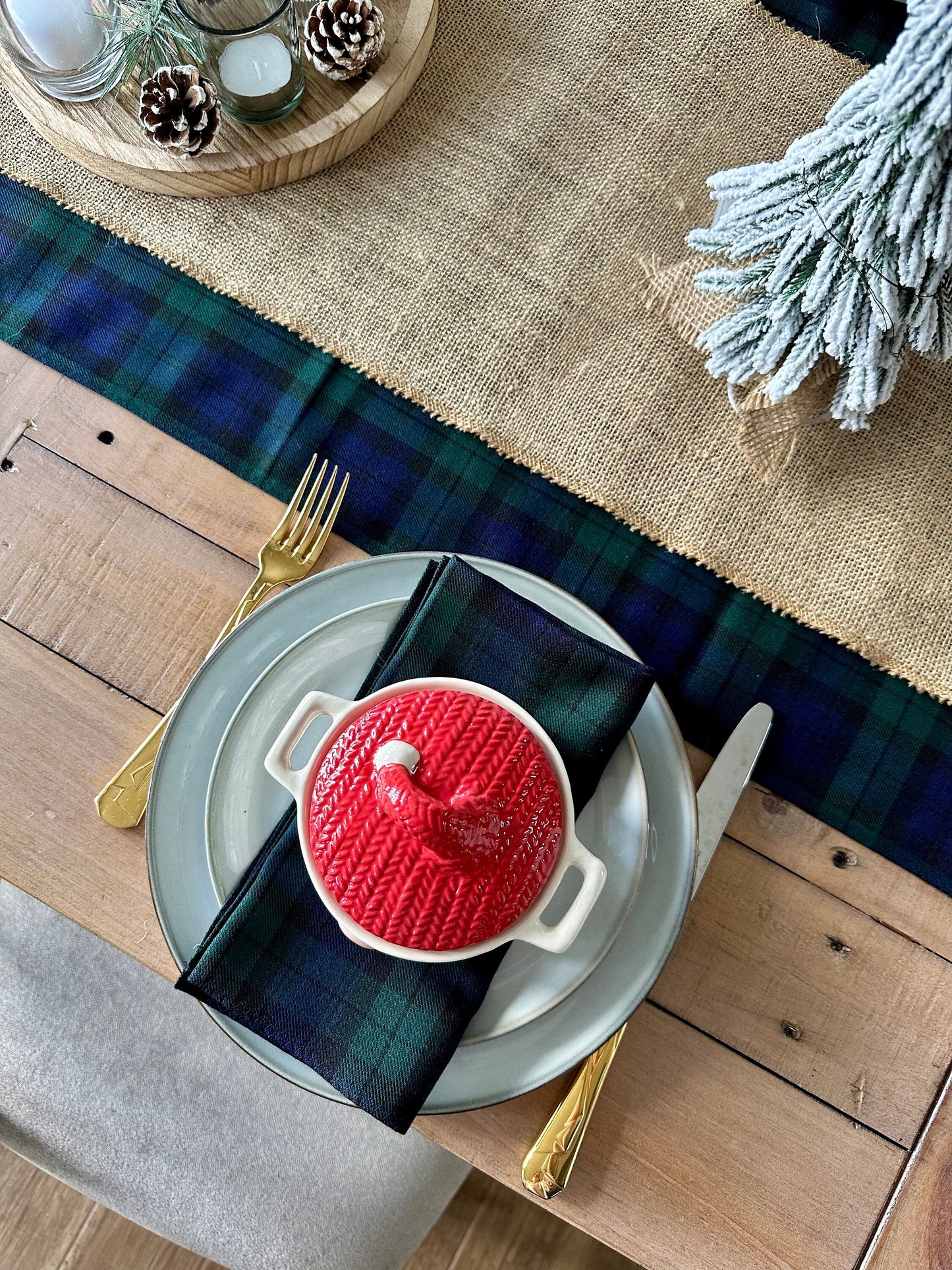 Black Watch tartan table runner