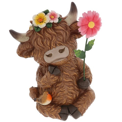 Garden Bloom Highland Coo with Flower XXL