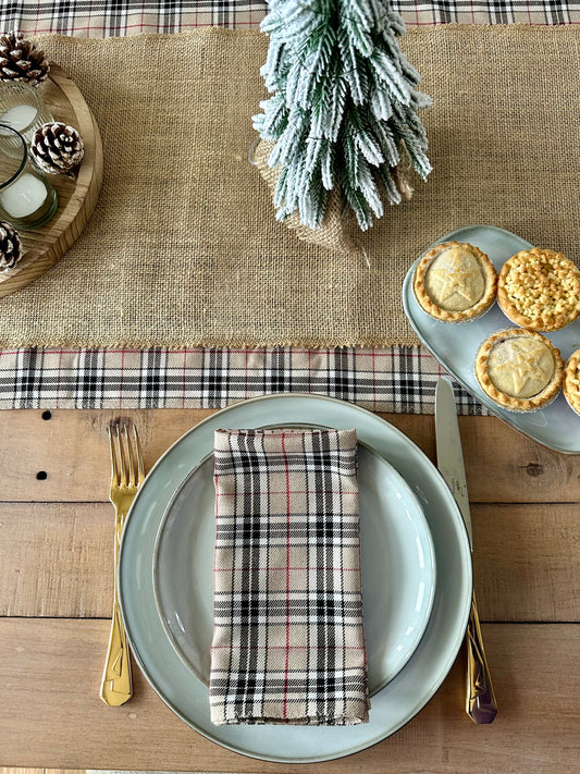 Neutral tartan dinner napkins