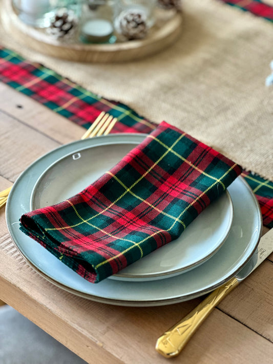 Christmas tartan dinner napkins