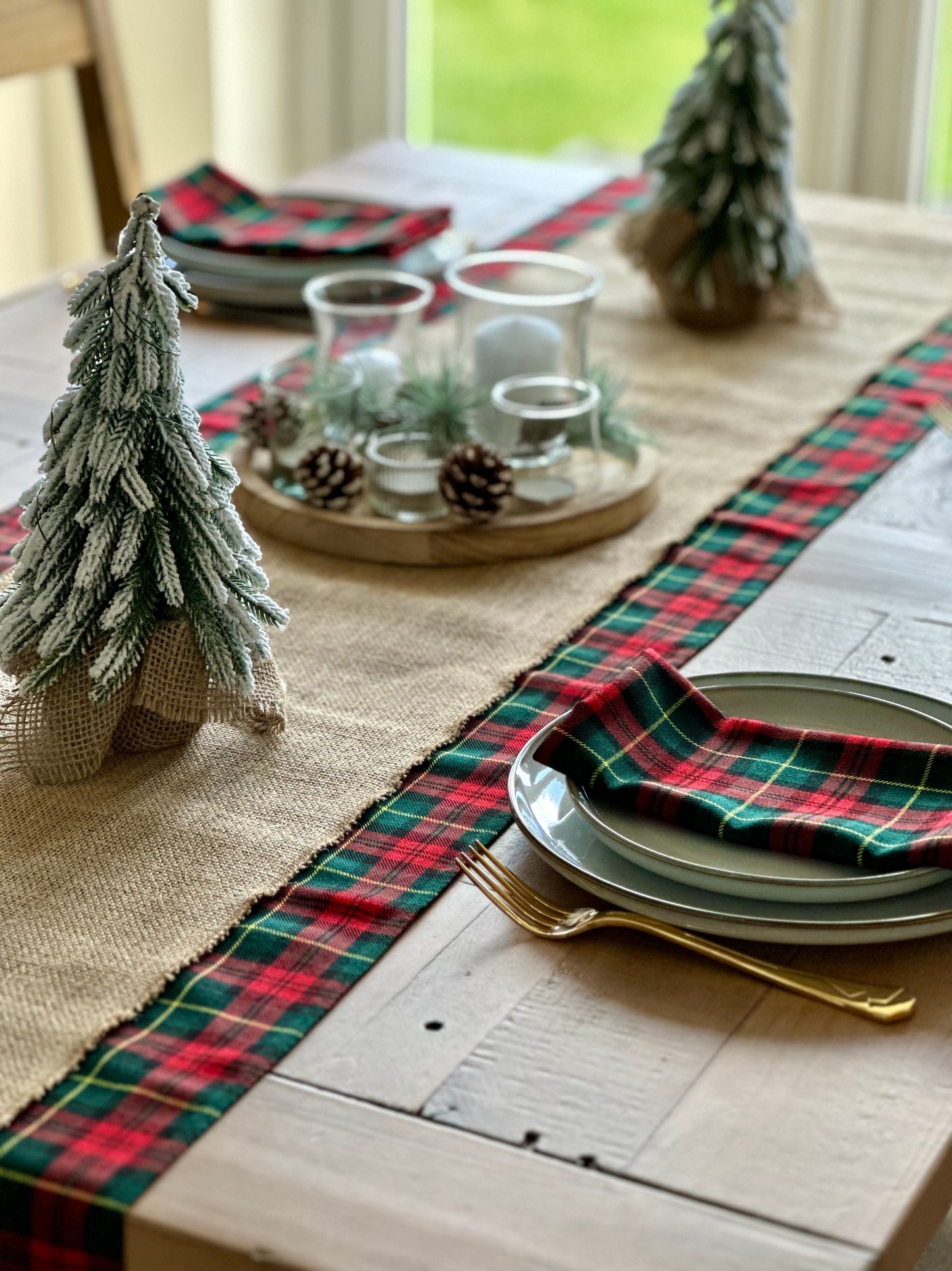 Christmas tartan table runner