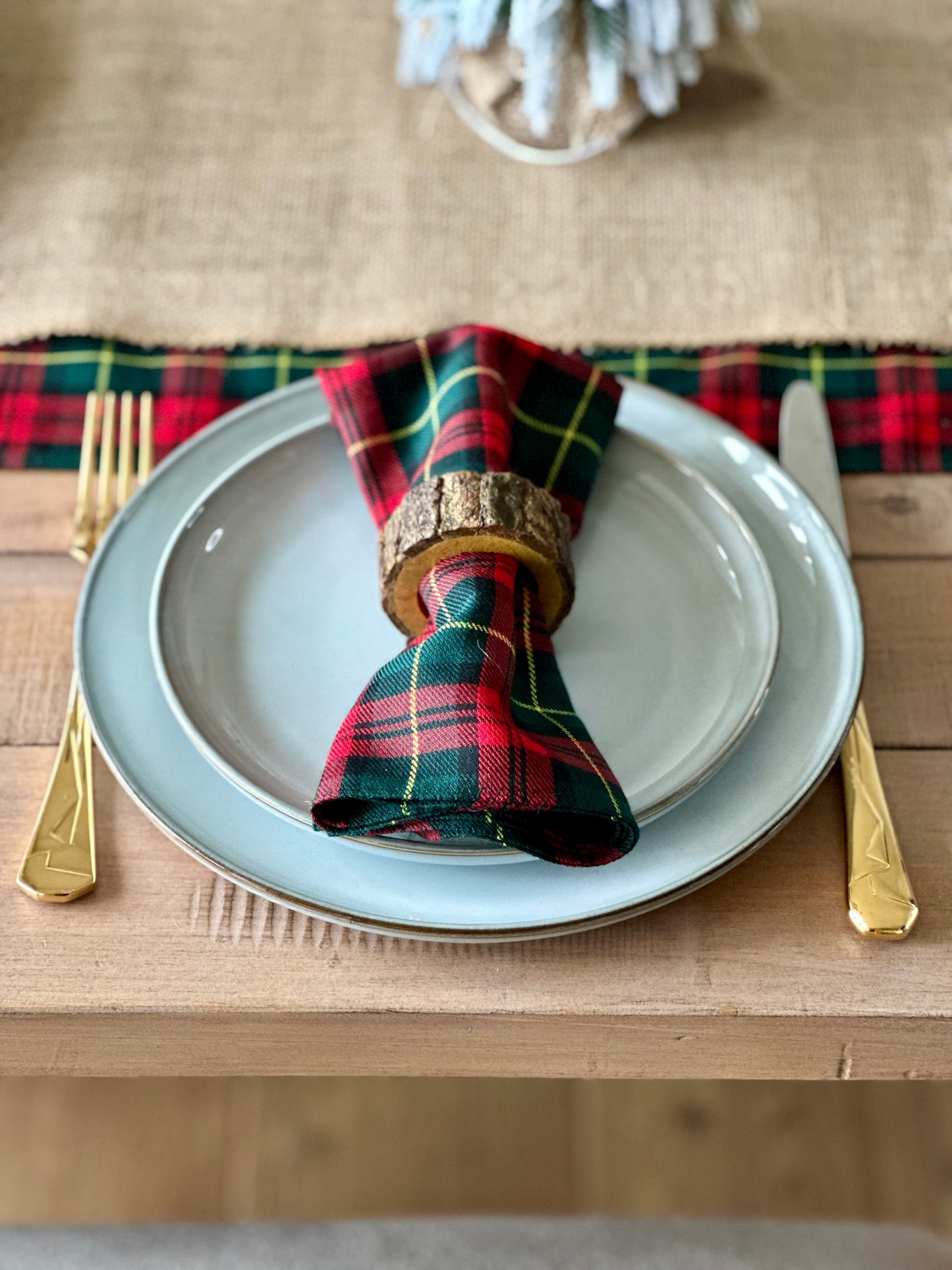 Christmas tartan dinner napkins