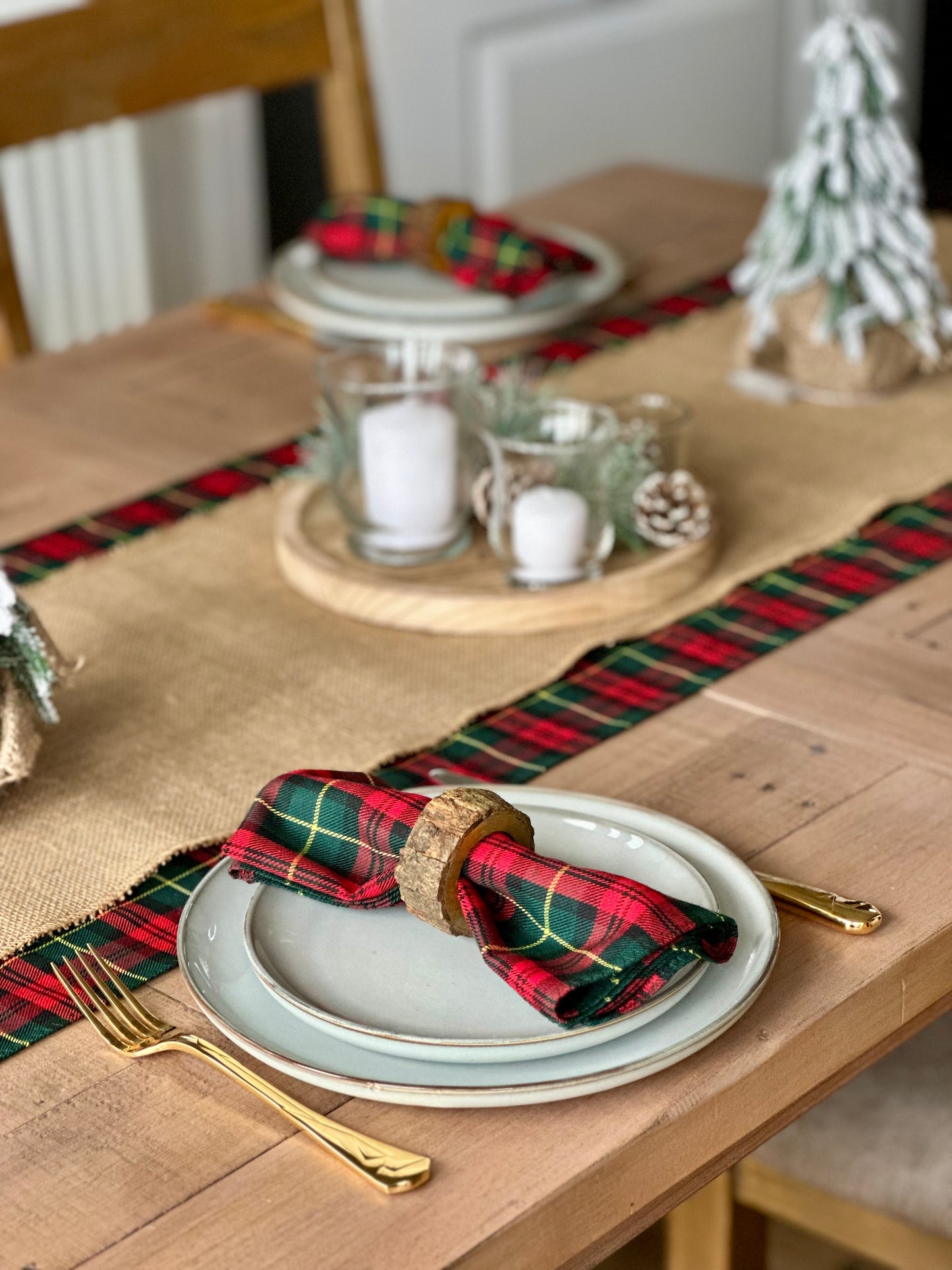 Christmas tartan dinner napkins