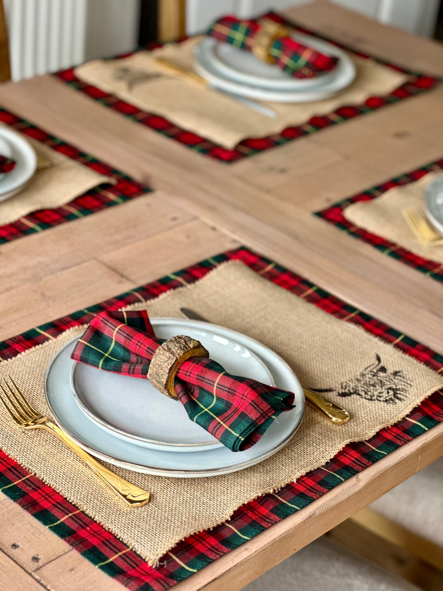 Christmas tartan dinner napkins