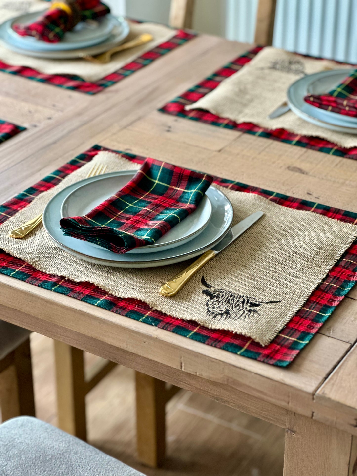 Christmas tartan dinner napkins