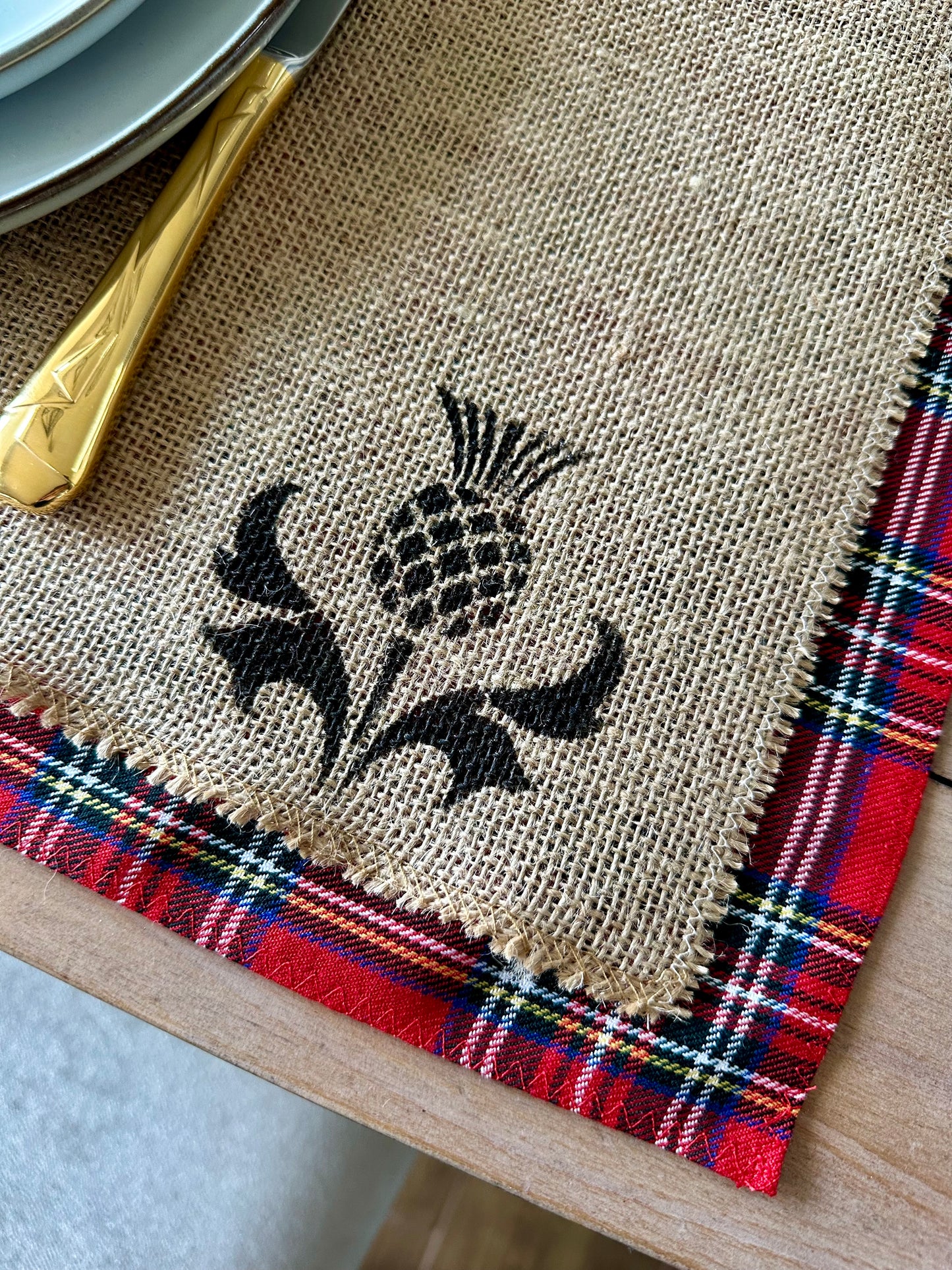 Royal Stewart tartan placemats with thistle