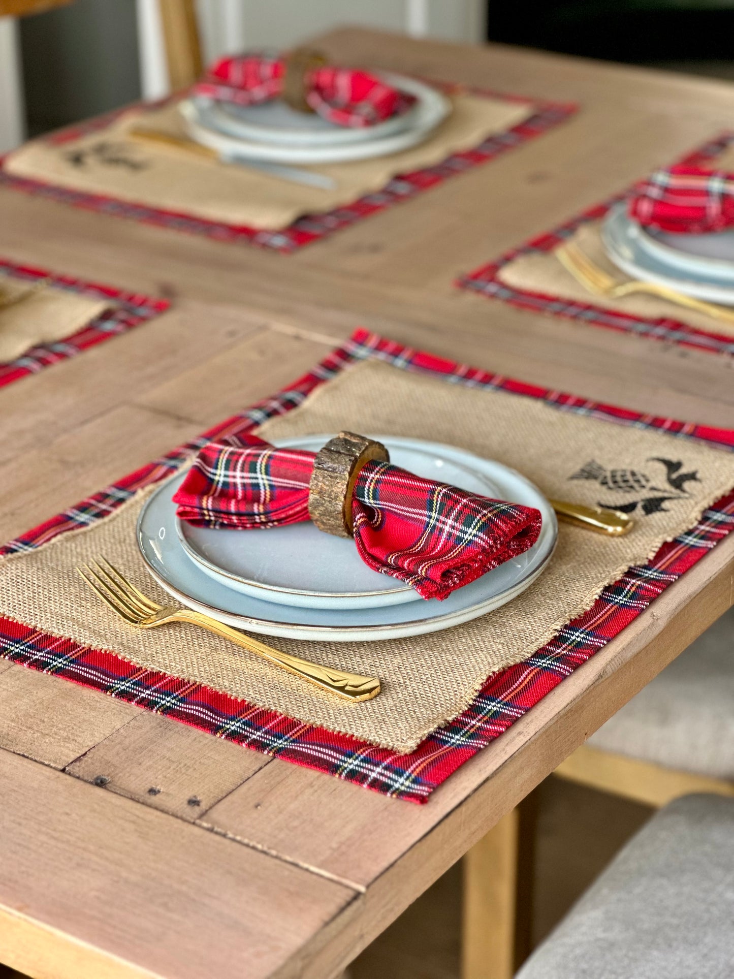 Royal Stewart tartan placemats with thistle