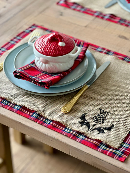 Royal Stewart tartan placemats with thistle