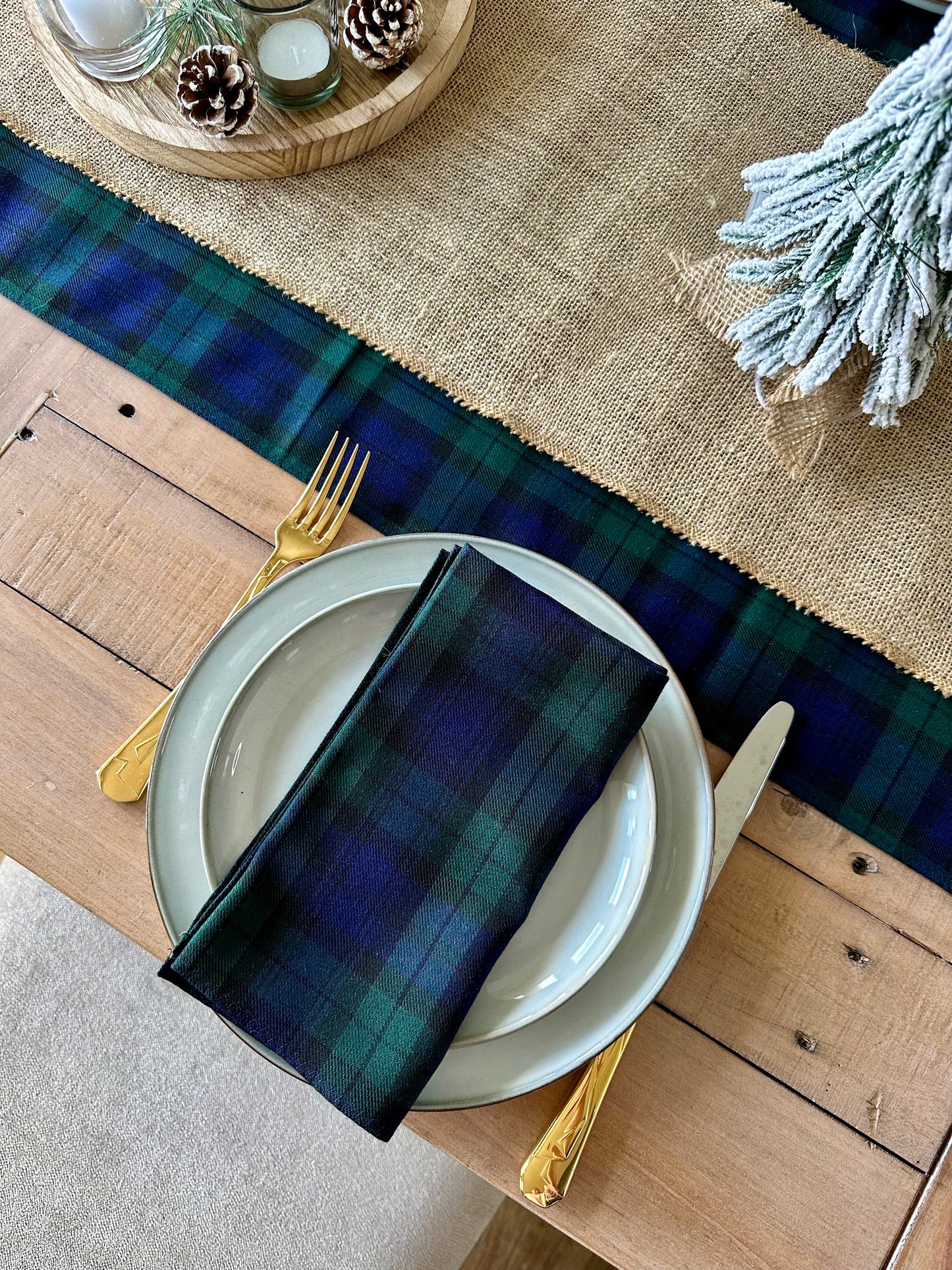 Black Watch tartan dinner napkins