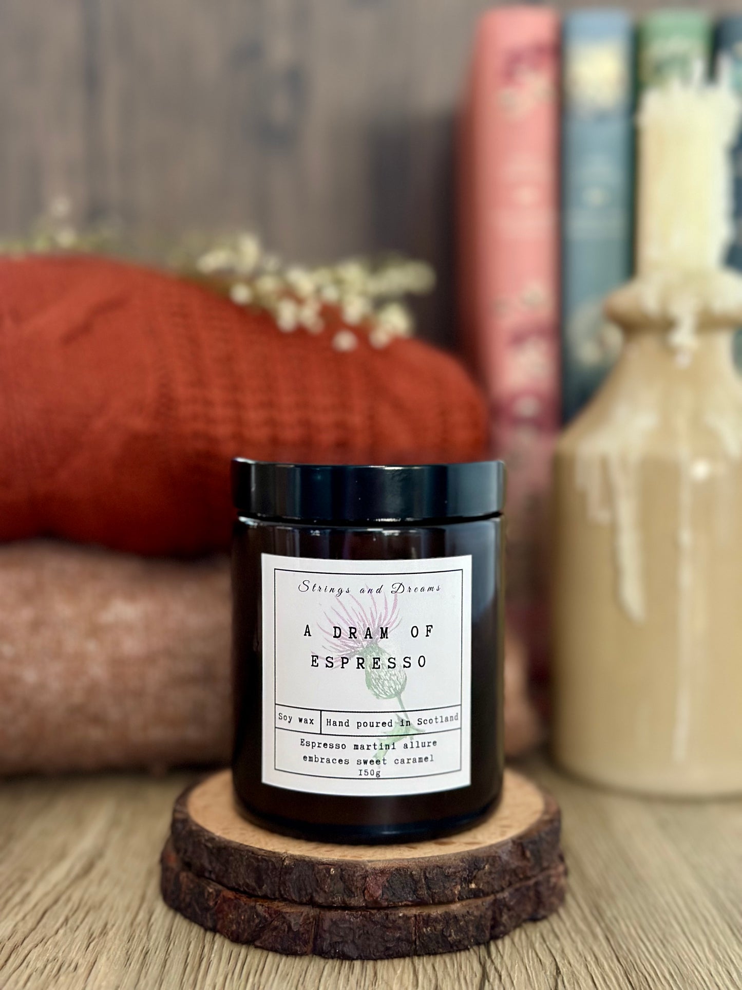 A dram of Espresso soy wax candle