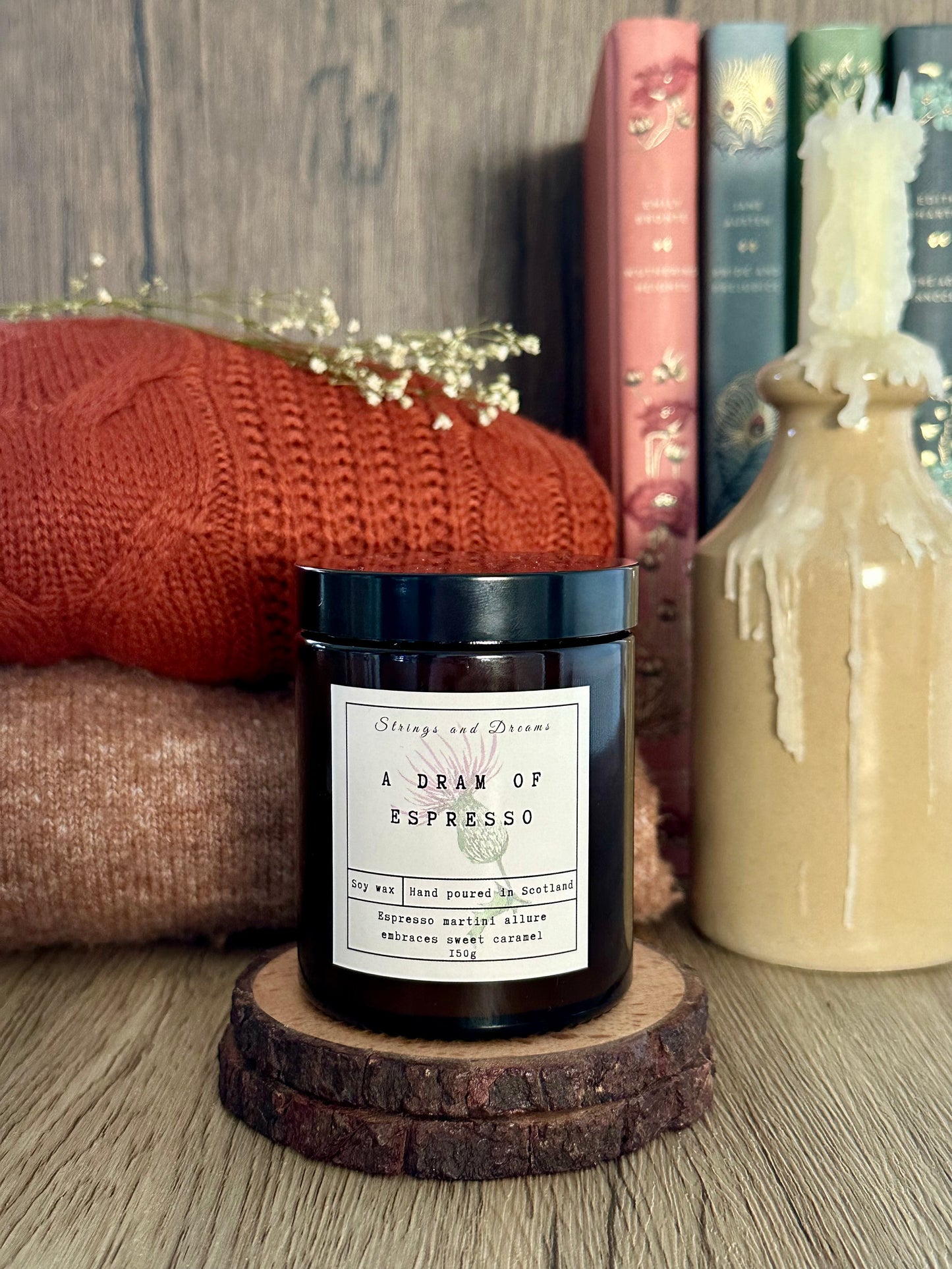 A dram of Espresso soy wax candle