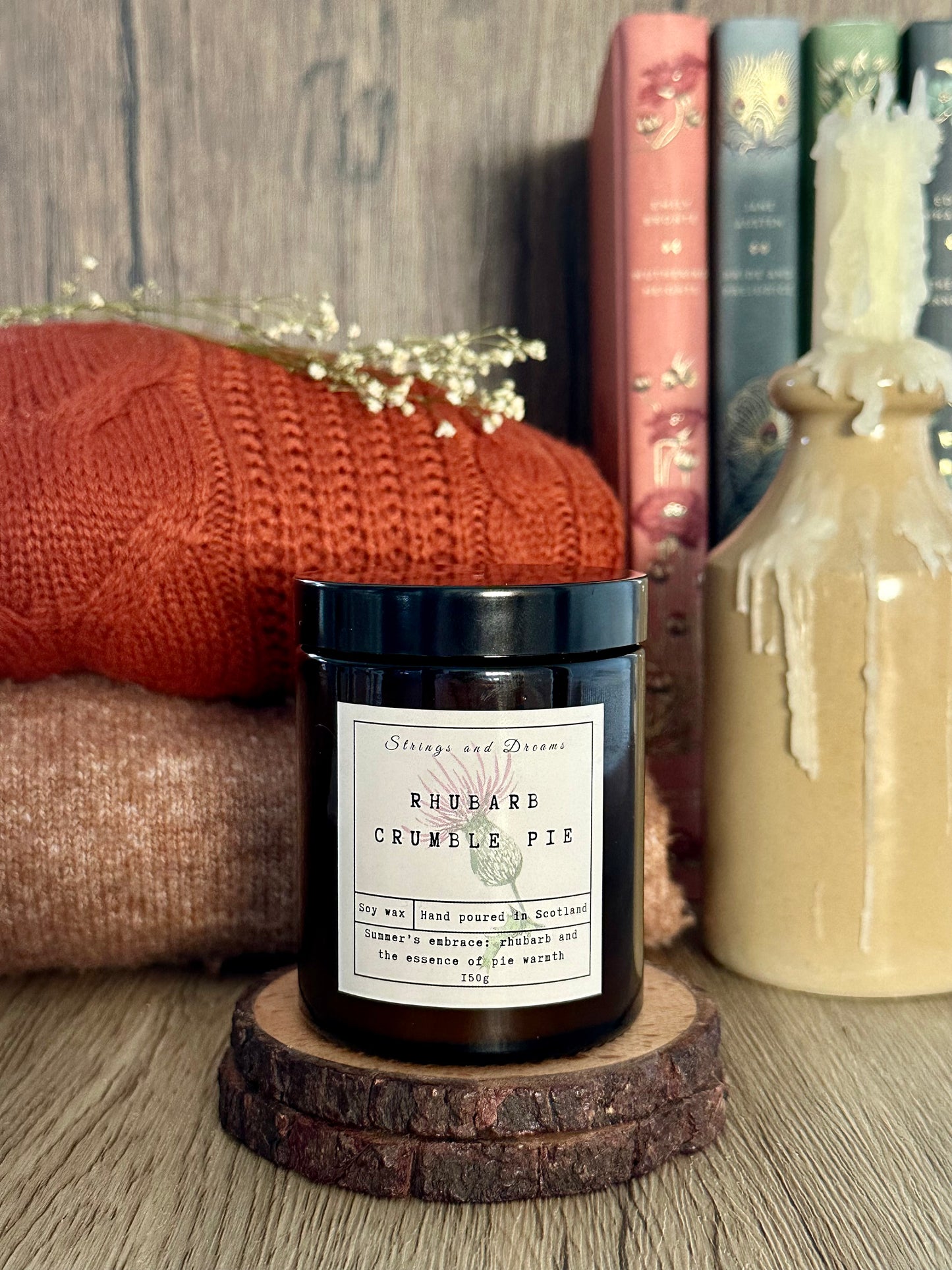 Rhubarb crumble Pie soy wax candle