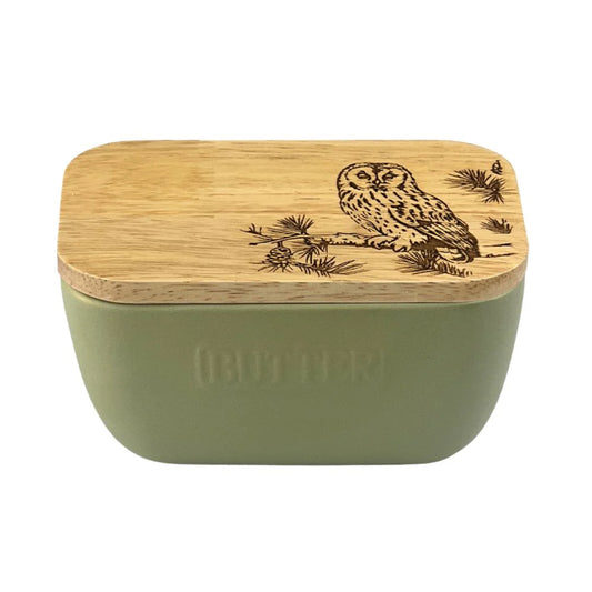 Selbrae House Sage Green Butter dish Owl