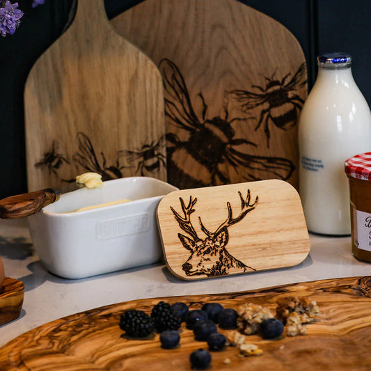 Selbrae House White Butter dish Stag