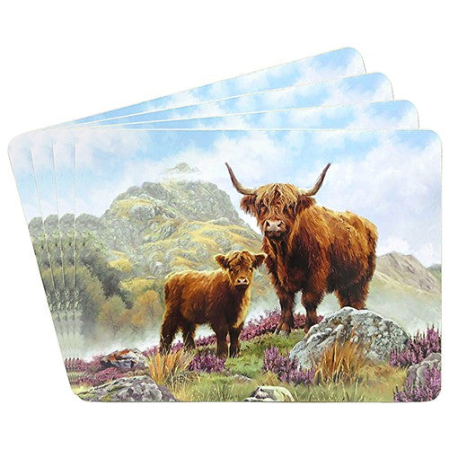 Highland Cow and Calf placemats set of 4