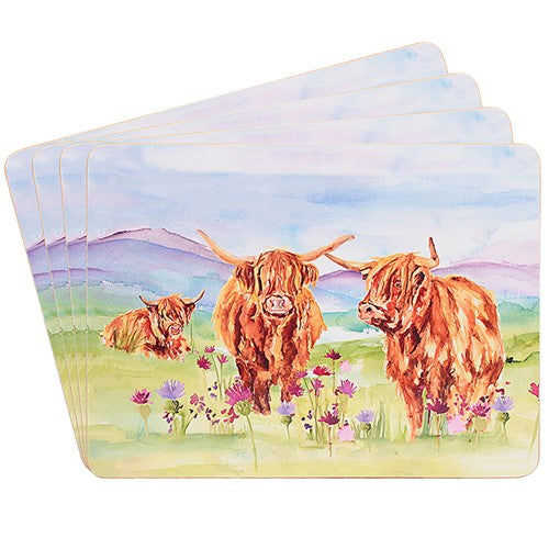Jennifer Rose Highland Cow Placemats set of 4