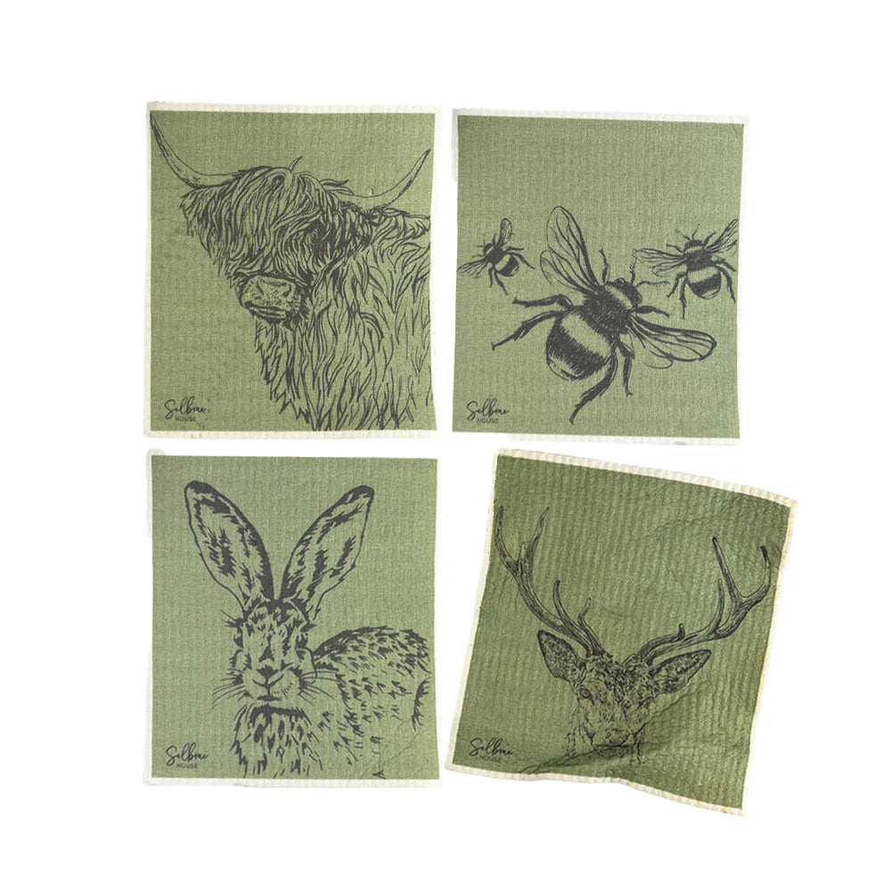 Swedish dishcloths - country animals set of 4