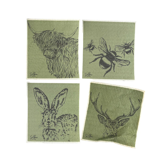 Swedish dishcloths - country animals set of 4