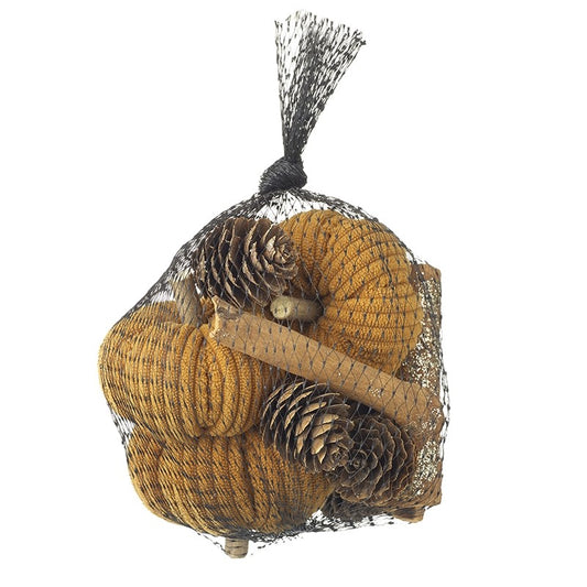 Yellow Pumpkins and cones set