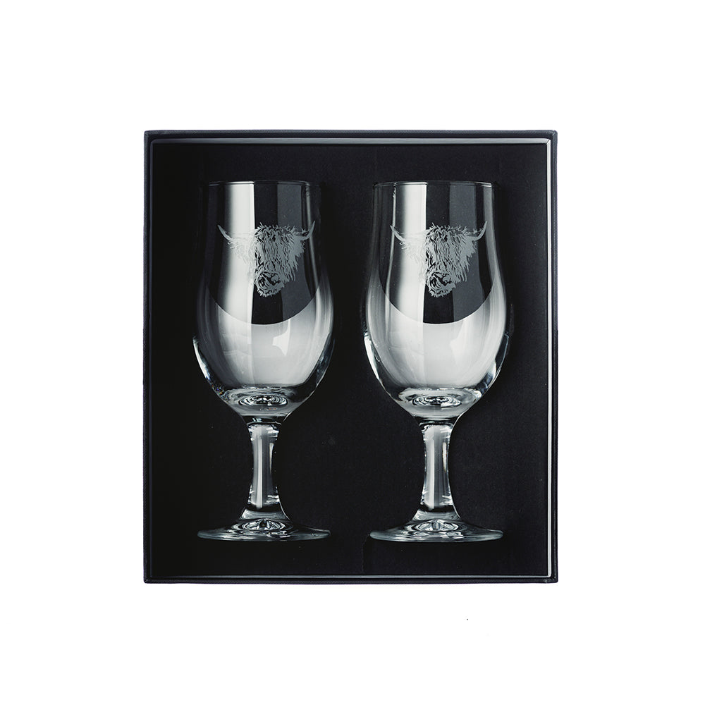 Selbrae House 2 Craft Beer glasses - Highland Cow