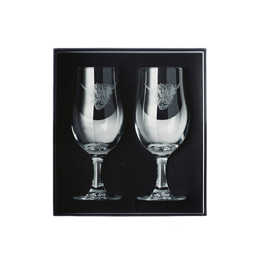 Selbrae House 2 Craft Beer glasses - Highland Cow