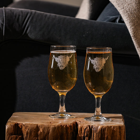 Selbrae House 2 Craft Beer glasses - Highland Cow