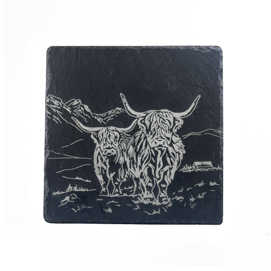 Selbrae House Slate Pot Stand Highland Cow