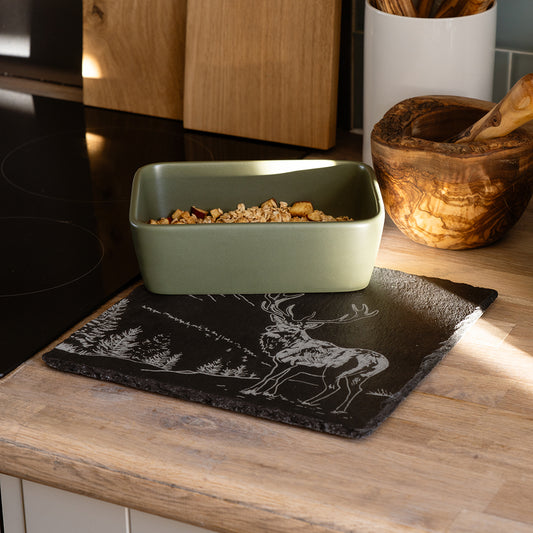 Selbrae House Slate Pot Stand Scenic Stag