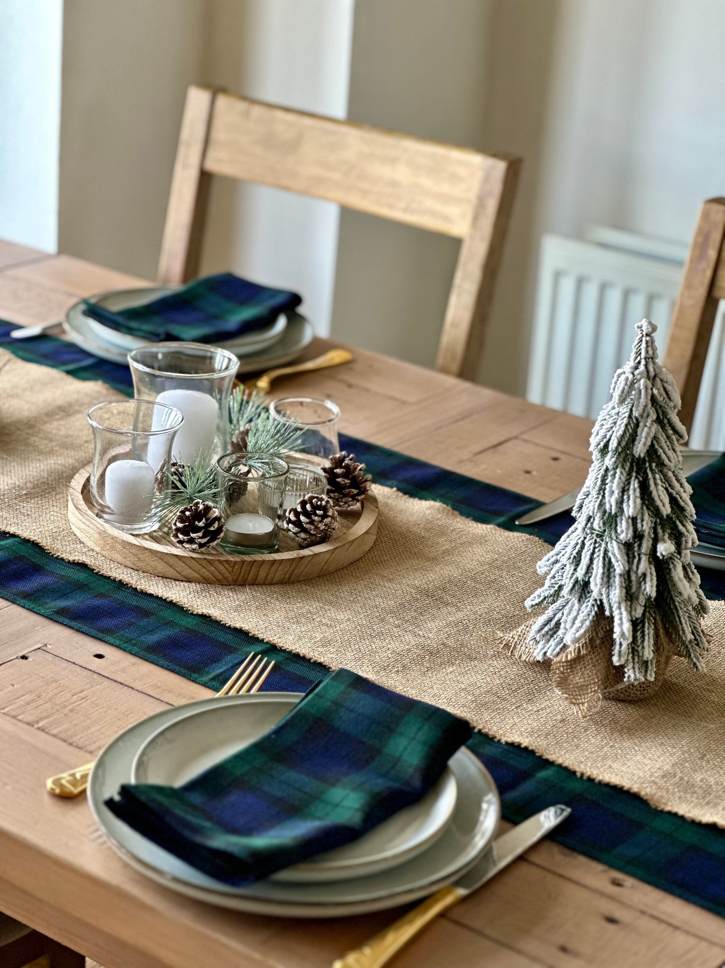 Black Watch tartan table runner